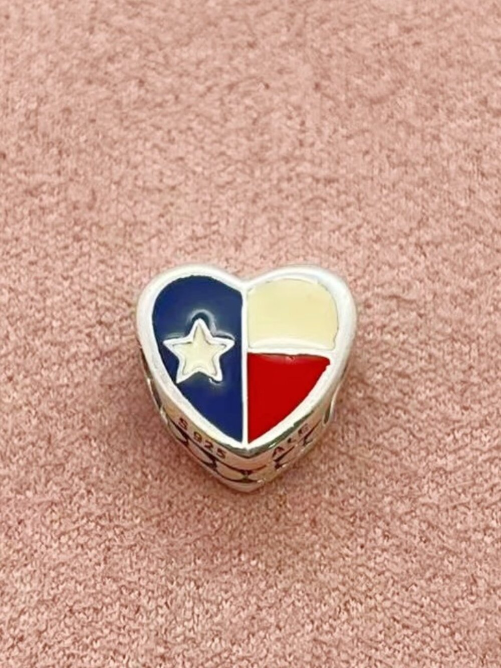 Pandora Texas Heart Flag charm Bead Charm